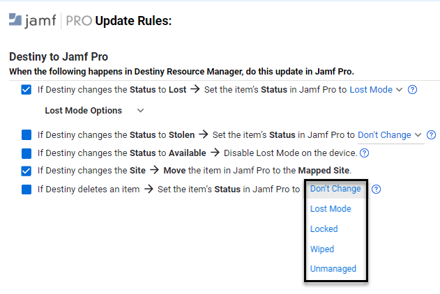 Destiny to JamfPro Customize rules